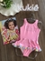 Maiô Infantil em Malha Cirrê Rosa com Saia e Franja em Tassel Colorido Proteção UV50+ Kukiê 74761