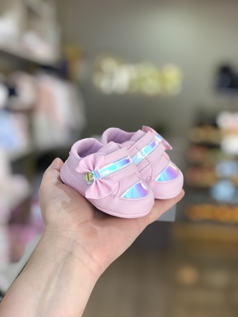 Tênis Infantil Feminino Rosa Bebê com Holográfico Fofopé 478240 - comprar online