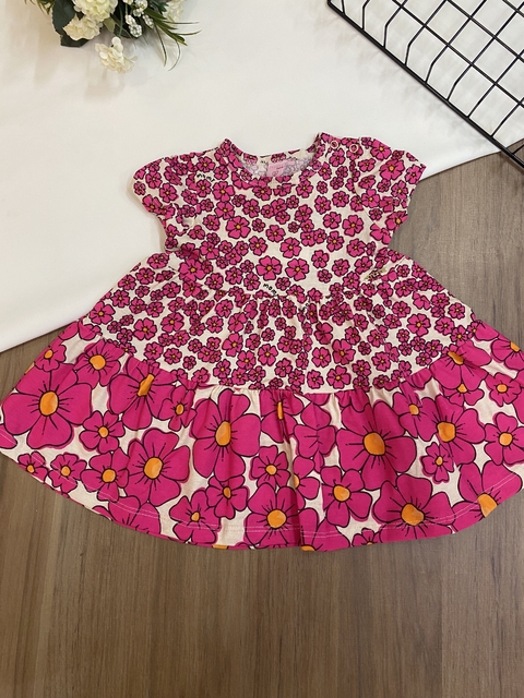 Vestido Infantil com Flores Pink Momi C1890