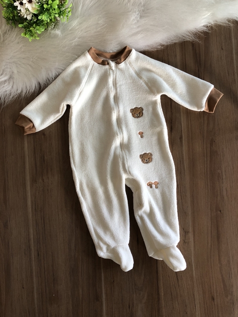 Macacão Infantil em Sherpa Off White com Ursinho Marrom Mini e Co 31592065 - comprar online