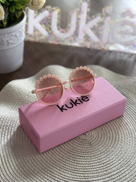 Óculos Infantil Redondo Rosa com Florzinhas Kukiê 78927
