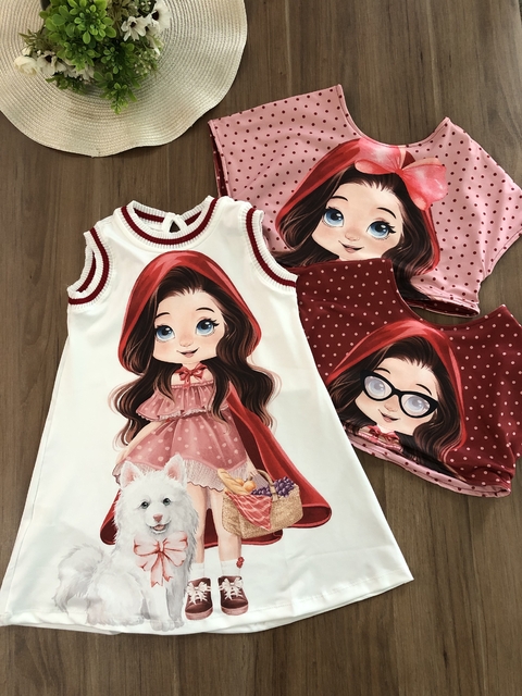 Vestido Infantil com Bolero Dupla Face Chapeuzinho Vermelho Yoyo 25063