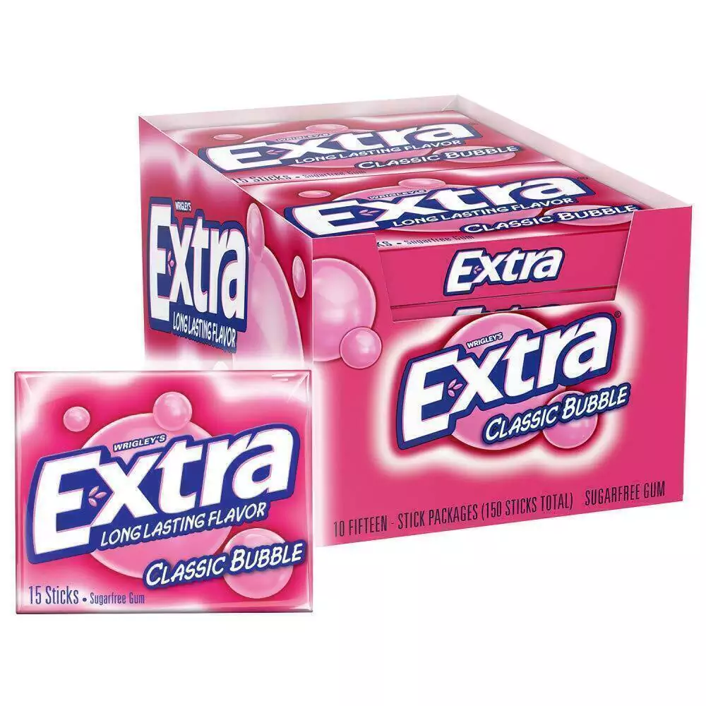 EXTRA WRIGLEYS CLASSIC BUBBLE 15 STICKS
