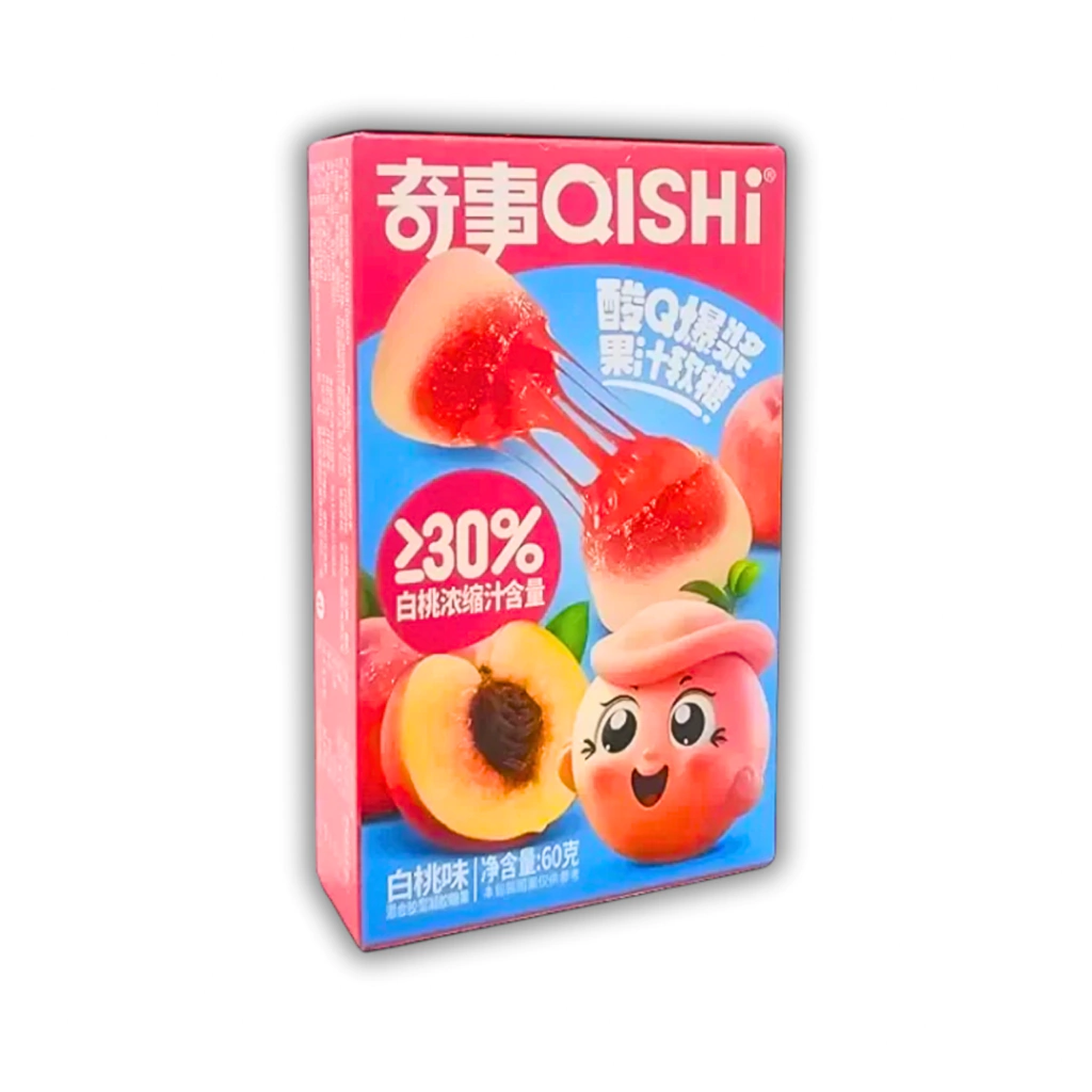 GOMITAS QISHI 30% JUGÓ DURAZNO ACIDO CAJA