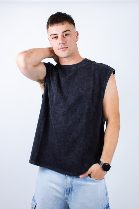 Musculosa oversize level negra - comprar online