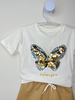 Conjunto borboleta paetê dourado - comprar online