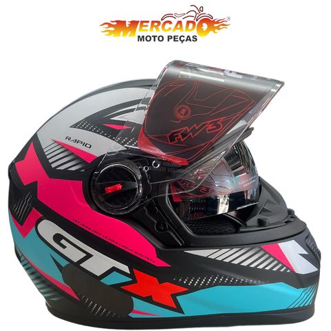 CAPACETE FW3 GTX RAPID DUPLA VISEIRA ROSA TIFFANY FOSCO - comprar online