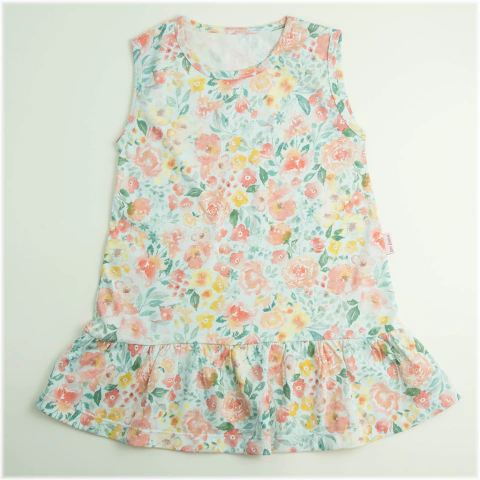 Vestido Volado Floreado Coral