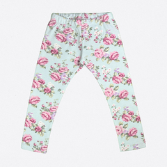 Calza Floreada Frisada Celeste BB - comprar online