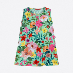 Vestido Floreado Hibiscus Aqua