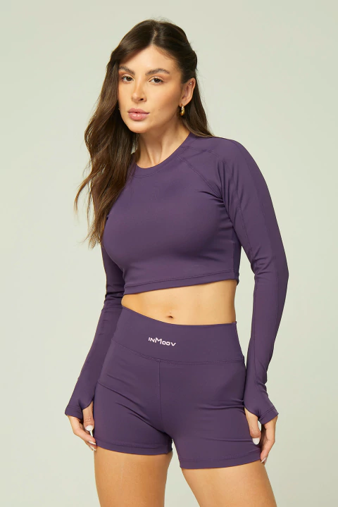 CROPPED MANGA LONGA - Roxo Petunia