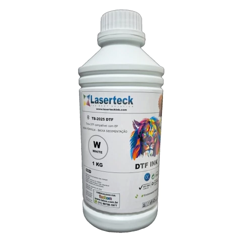 Tinta DTF Têxtil LASERTECK 1L - Branca - BAIXA SEDIMENTAÇÃO
