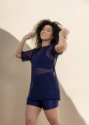 BLUSAO EM TULE AZUL MARINHO
