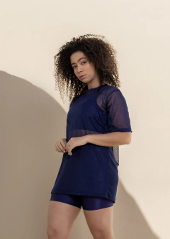 BLUSAO EM TULE AZUL MARINHO na internet