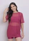 BLUSAO EM TULE CEREJA - comprar online