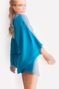 Vestido Curto com Mangas Azul - comprar online