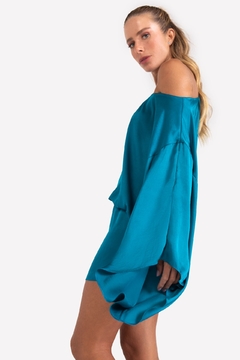 Vestido Curto com Mangas Azul - comprar online