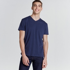 Remera Básica Cuello V - Azul Marino