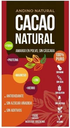 CACAO NATURAL, No alcalino 150g