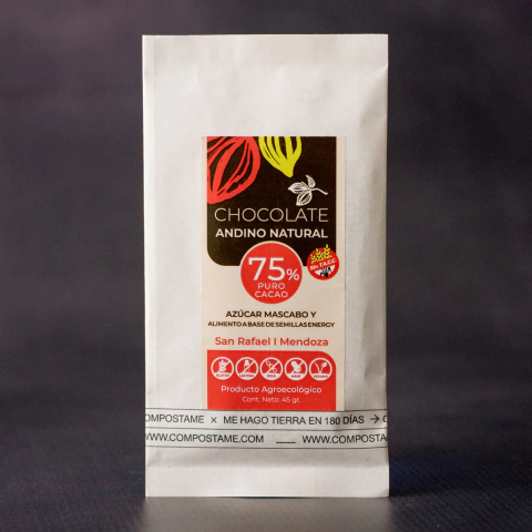 75% Cacao con Azúcar Mascabo y leche de semillas energy 50gr