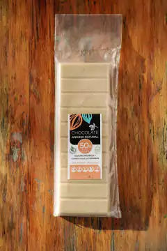CHOCOLATE COBERTURA 50% BLANCO CON AZUCAR ORGANICA Y LECHE DE CASTAÑAS 250 GR