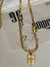 CORRENTE GRUMET UNION FECHO TRAVA DUPLA (4MM) + PINGENTE PLACA CRUZ VAZADA BORDA ARREDONDADA - 2,0CMX1,5CM - BANHADO A OURO 18k -