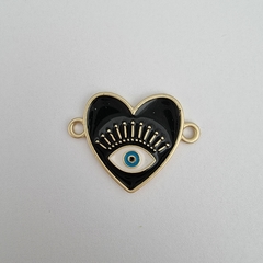 CONECTOR ESMALTADO CORAZON OJO NEGRO