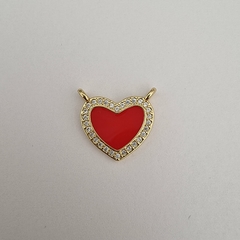 DIJE MICRO ZIRCONIA CORAZON ESMALTADO ROJO 14,4mm - DI383