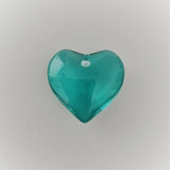 CRISTAL DIJE CORAZON LISO VERDE TURQUESA 15mm - UND - CV23