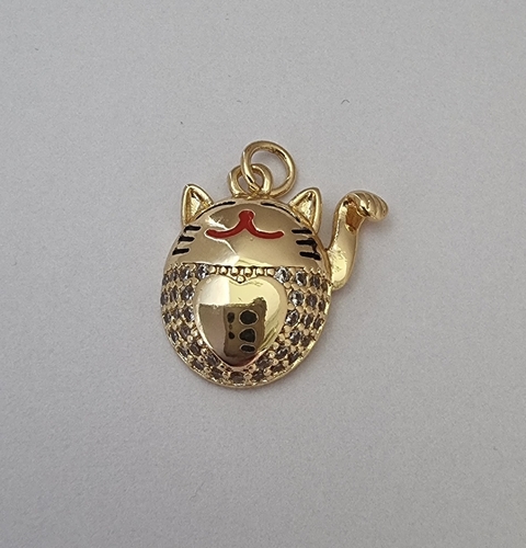 DIJE GATO MANEKI CON MICROZIRCONIA - DI454