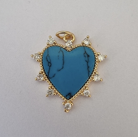 DIJE CORAZON CUBIC TURQUESA 22,8mm