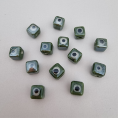 CERAMICA CUBO OJITO VERDE OSCURO - UND - CE110