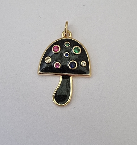 DIJE HONGO ESMALTADO CUBIC NEGRO - DI529