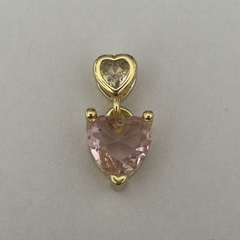 DIJE CUBIC CORAZON DOBLE ROSA - DI424