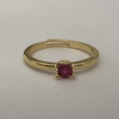 ANILLO AJUSTABLE SOLITARIO FUCSIA - AN8