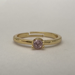 ANILLO AJUSTABLE SOLITARIO ROSA - AN10