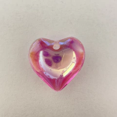 CRISTAL DIJE CORAZON LISO ROSA TORNASOL 15mm - UND - CV29