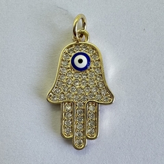 DIJE MICROZIRCONIA MANO OJITO AZUL - DI250