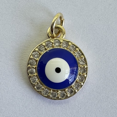DIJE MICROZIRCONIA OJITO REDONDO AZUL - DI256