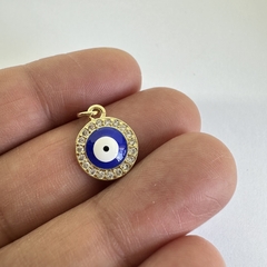 DIJE MICROZIRCONIA OJITO REDONDO AZUL - DI256 - comprar online