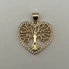 DIJE MICRO ZIRCONIA CORAZON ARBOL DE LA VIDA - DI375