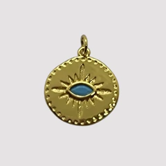 DIJE MEDALLA DESTELLOS TURQUESA - DI576 - comprar online
