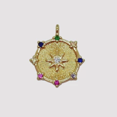 MEDALLA ESTRIADA CON MICROZIRCONIAS MULTICOLOR - UND - DI637 - comprar online