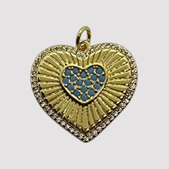 DIJE CORAZON MICROZIRCONIAS TURQUESA - DI570 - comprar online