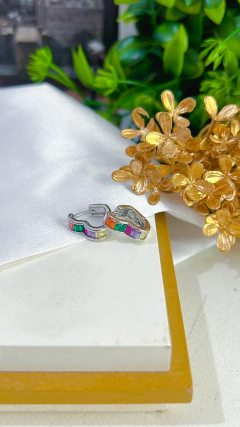 BN-56 Argola cravejada ródio branco coração na internet