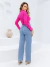 Blusa Cacharrel Gola Alta Manga Longa Segunda Pele de Viscolycra Pink