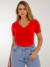 Blusa Decote V Manga Curta Vermelha - comprar online