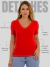 Blusa Decote V Manga Curta Vermelha na internet