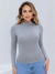 Blusa Cacharrel Gola Alta Manga Longa Segunda Pele de Viscolycra Cinza - comprar online