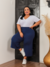 Calça Pantacourt Plus Size Azul na internet